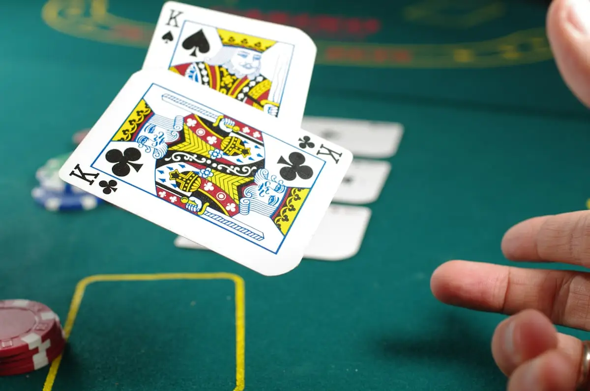 Blackjack cards on a gaming table