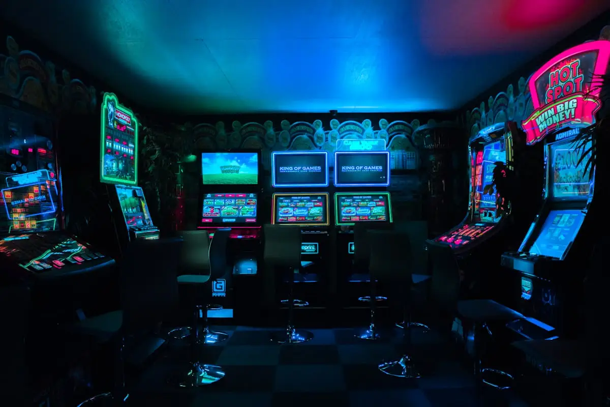 Casino gaming machines in low light