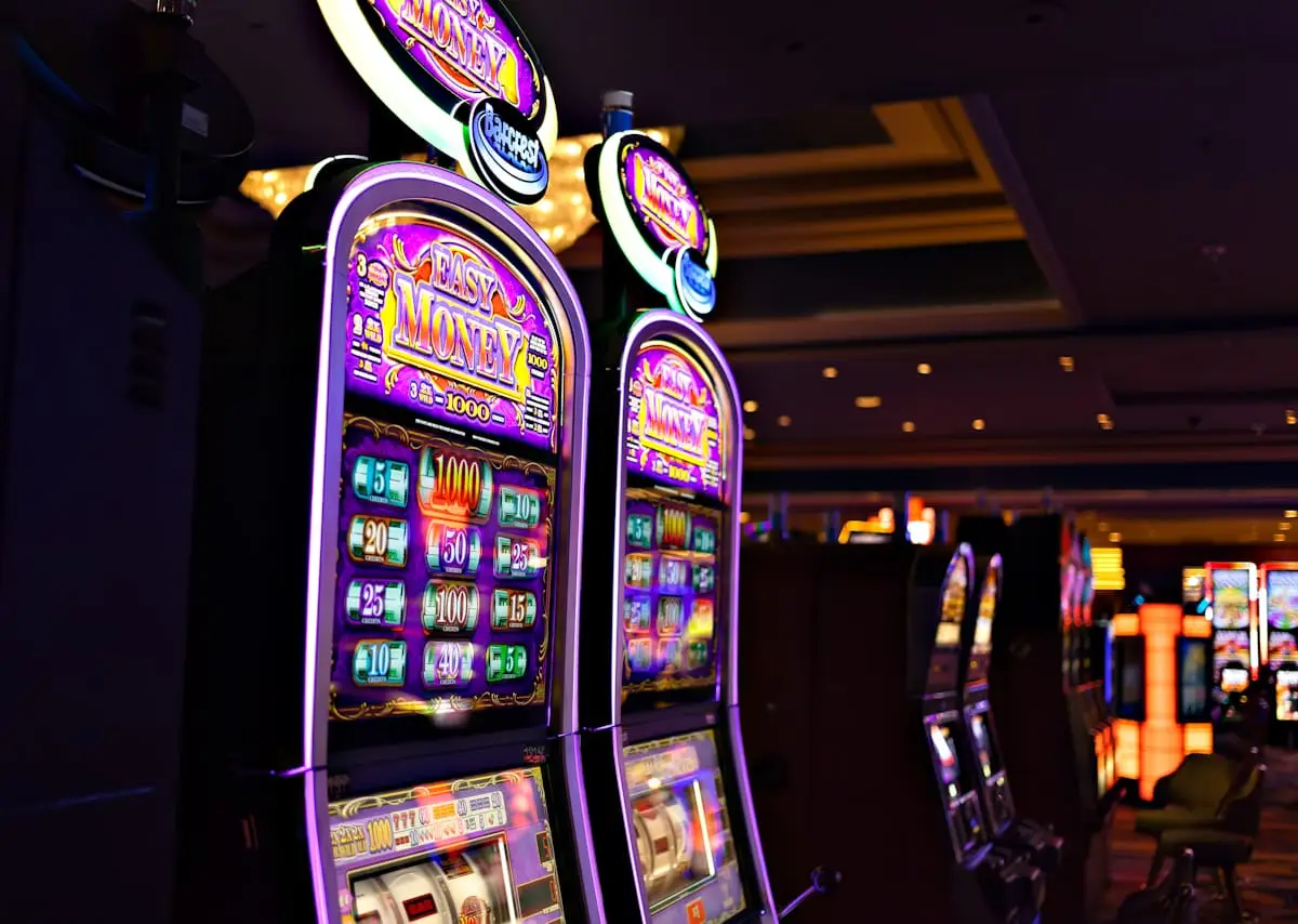 Illuminated slot machines on the gaming floor