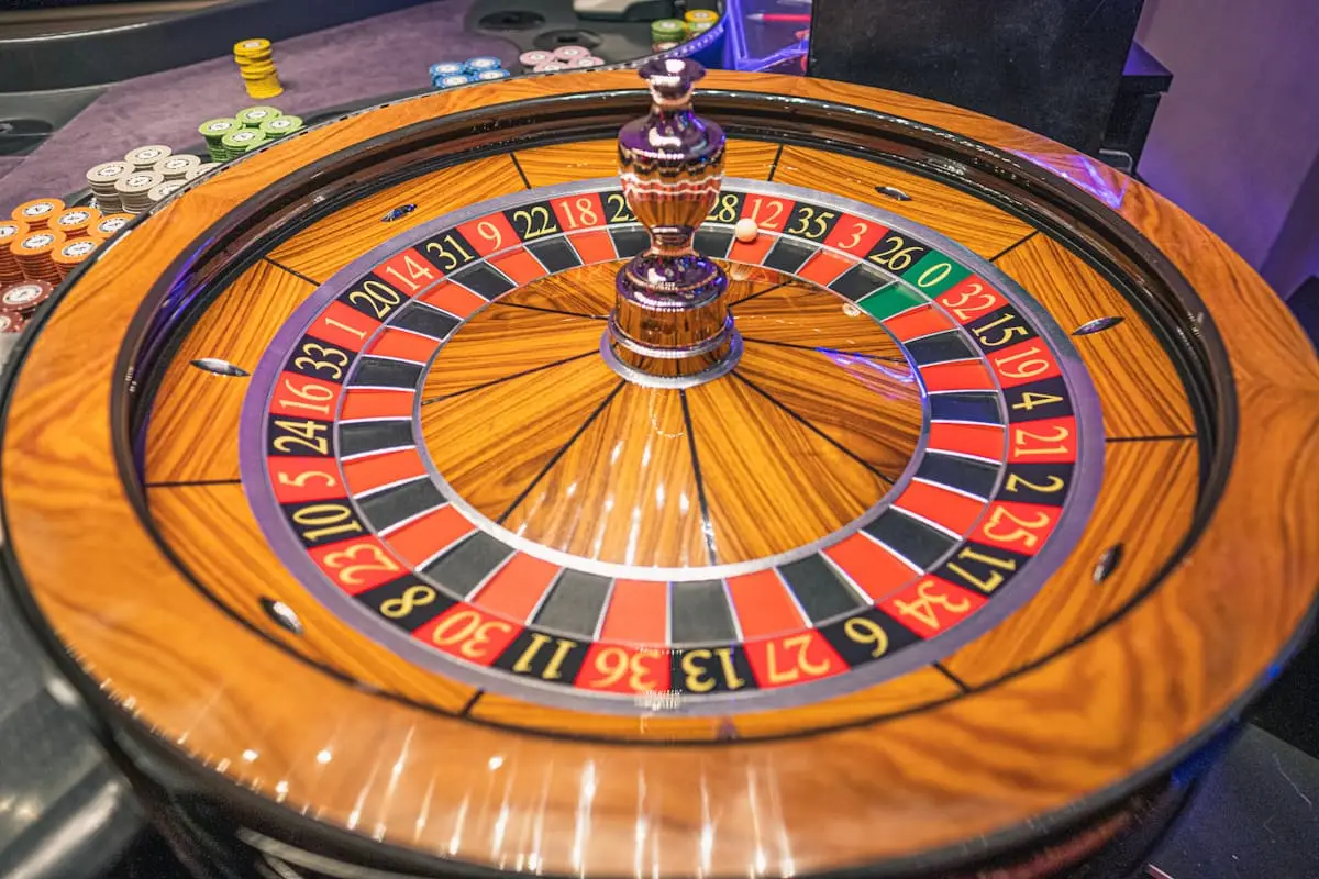 Roulette wheel in the gaming area