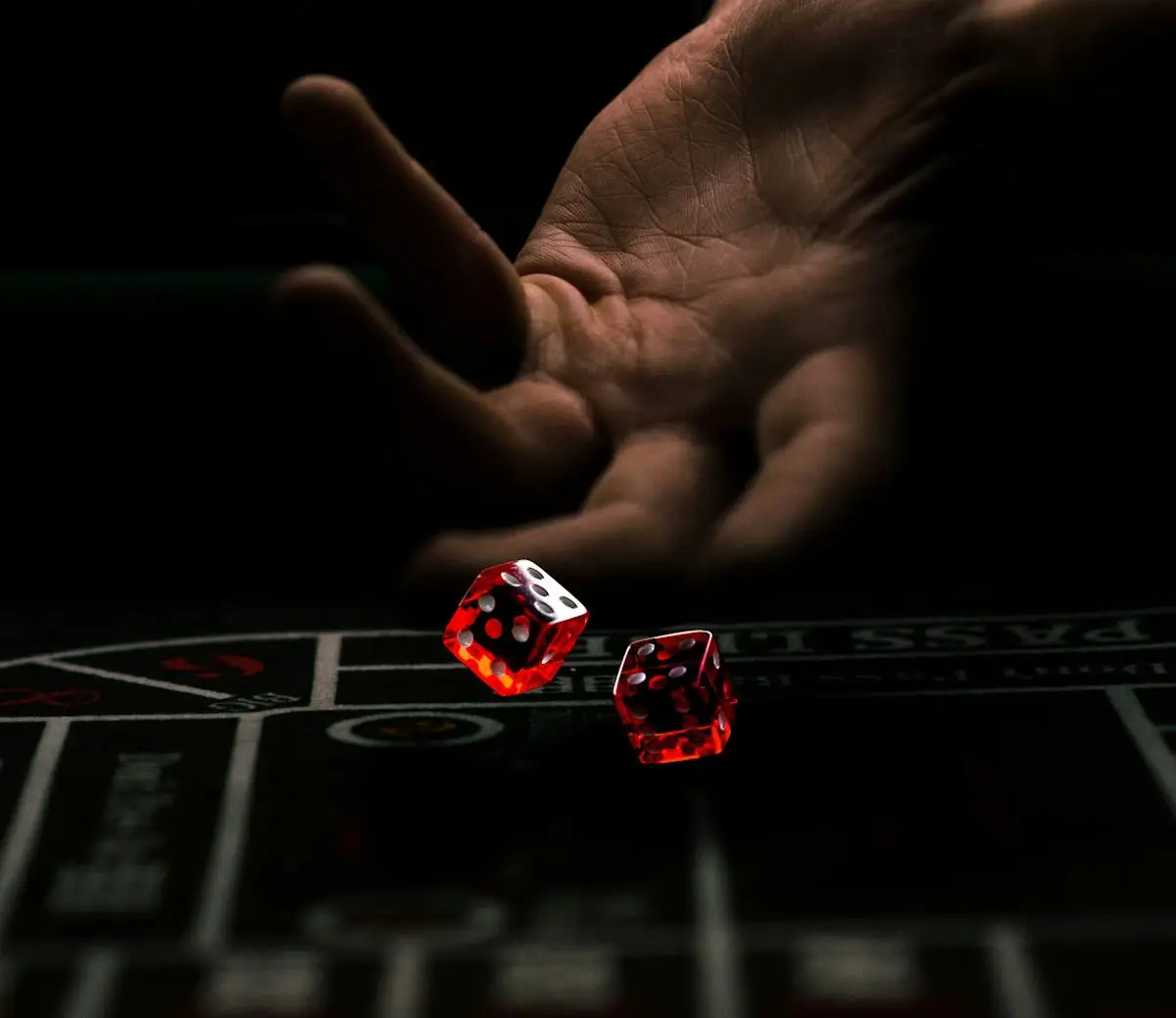 Dice over a gaming table